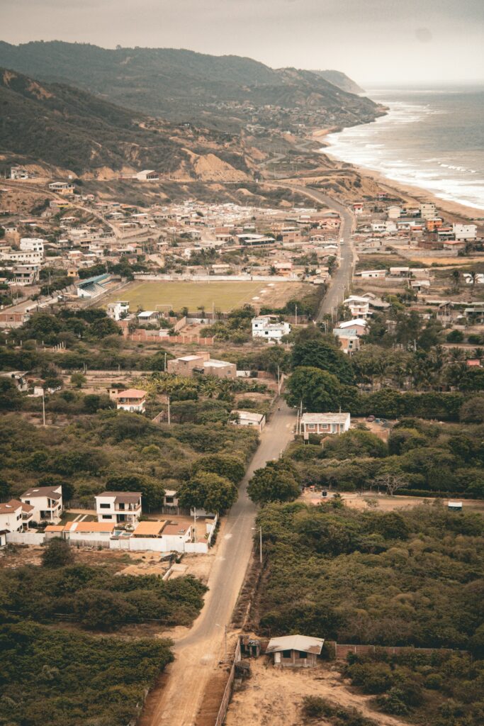 Aerial view of the Ecuadorian coast near Manta